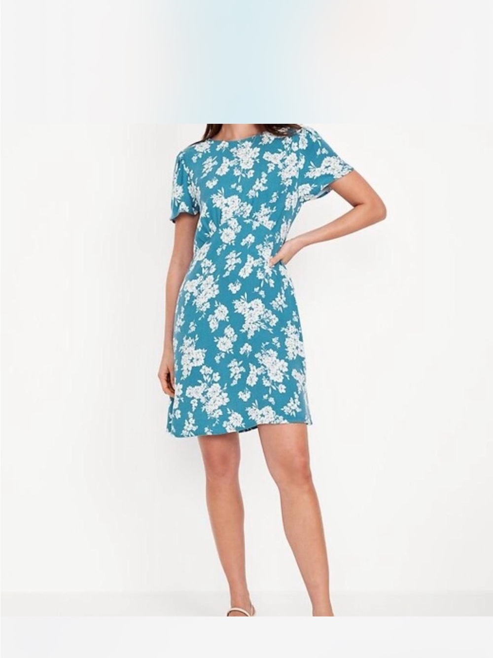 Old Navy Teal and White Floral Mini Dress